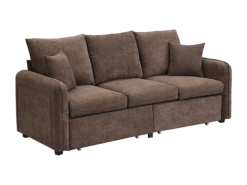 U-förmiges multifunktionales Ecksofa - 3 Sitzplätze - mit Staufunktion - mit Schubladen - braun