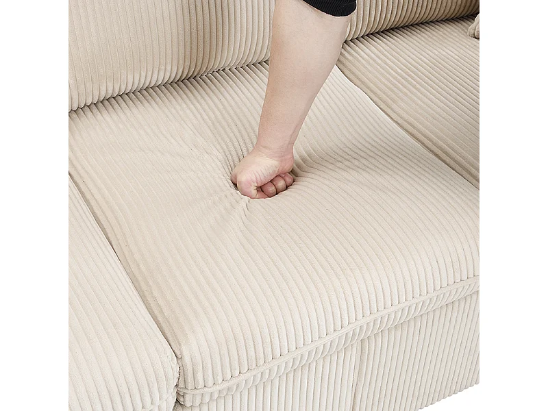 Canapé d'angle multifonction en U - 3 places - avec fonction rangement - avec tiroirs - beige