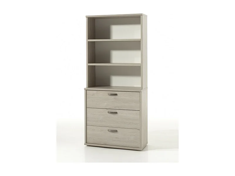 Dressoir met 3 laden en een module met 3 planken in lichte eikenkleur, collectie DANY.