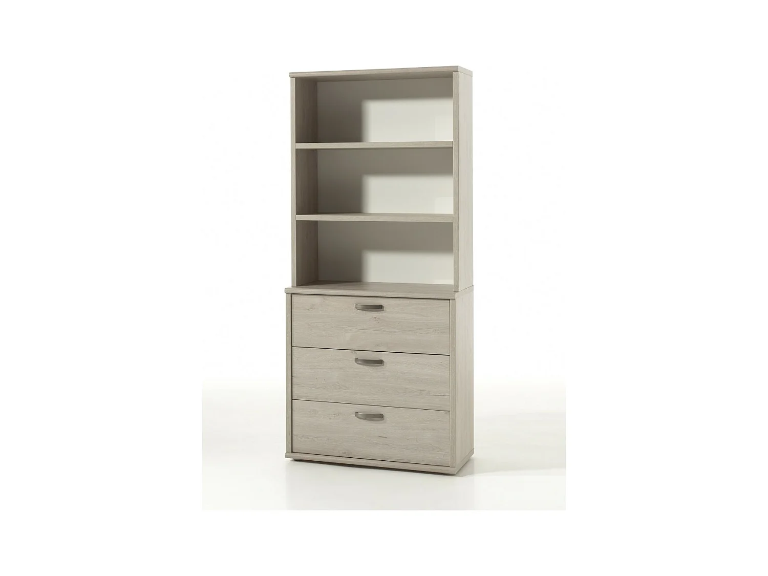 Commode DANY – 3 tiroirs avec module 3 étagères chêne clair