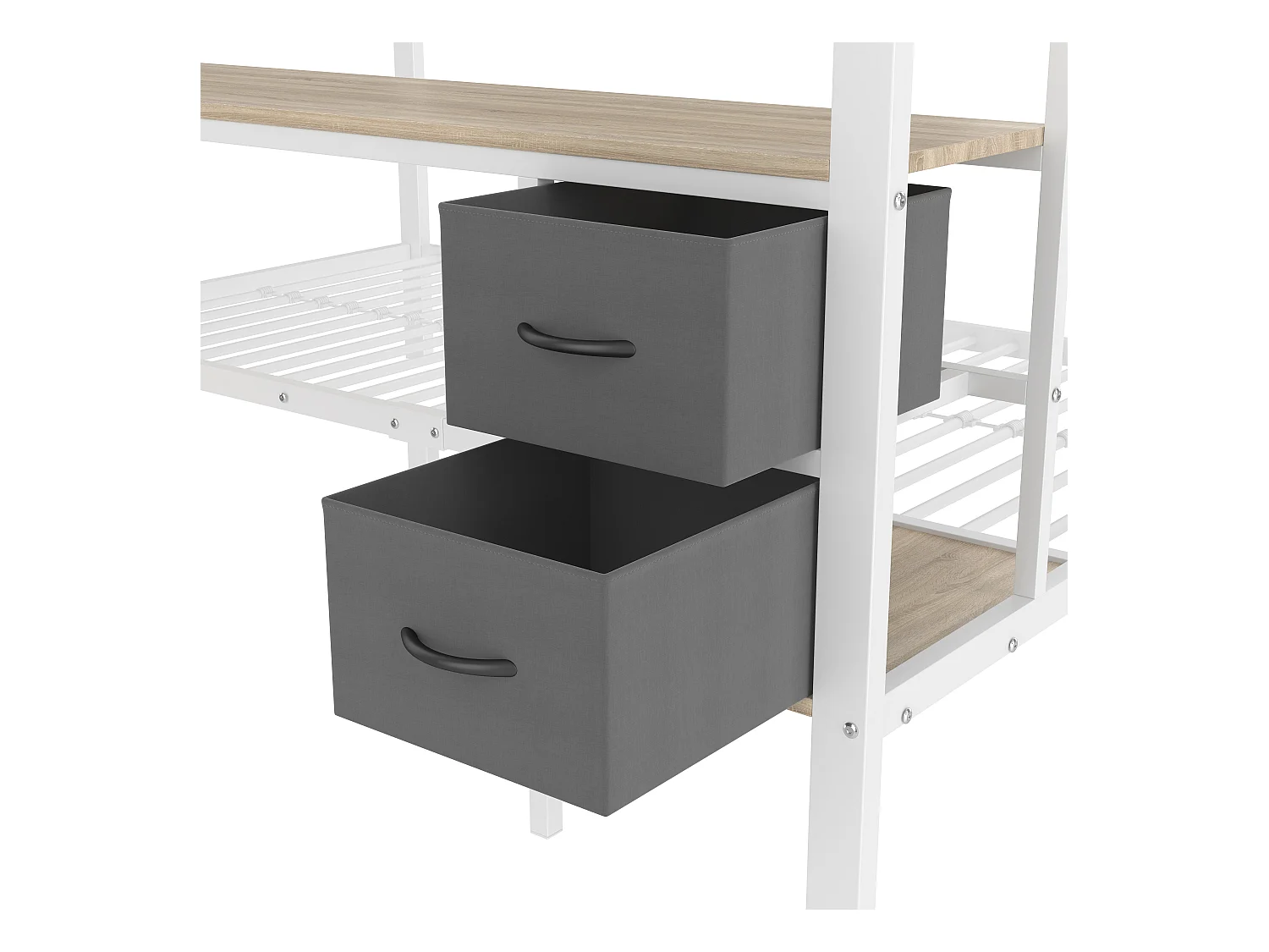 Lit superposé 140x200cm - avec tiroir - avec bureau - avec éclairage LED + USB - blanc (sans matelas)