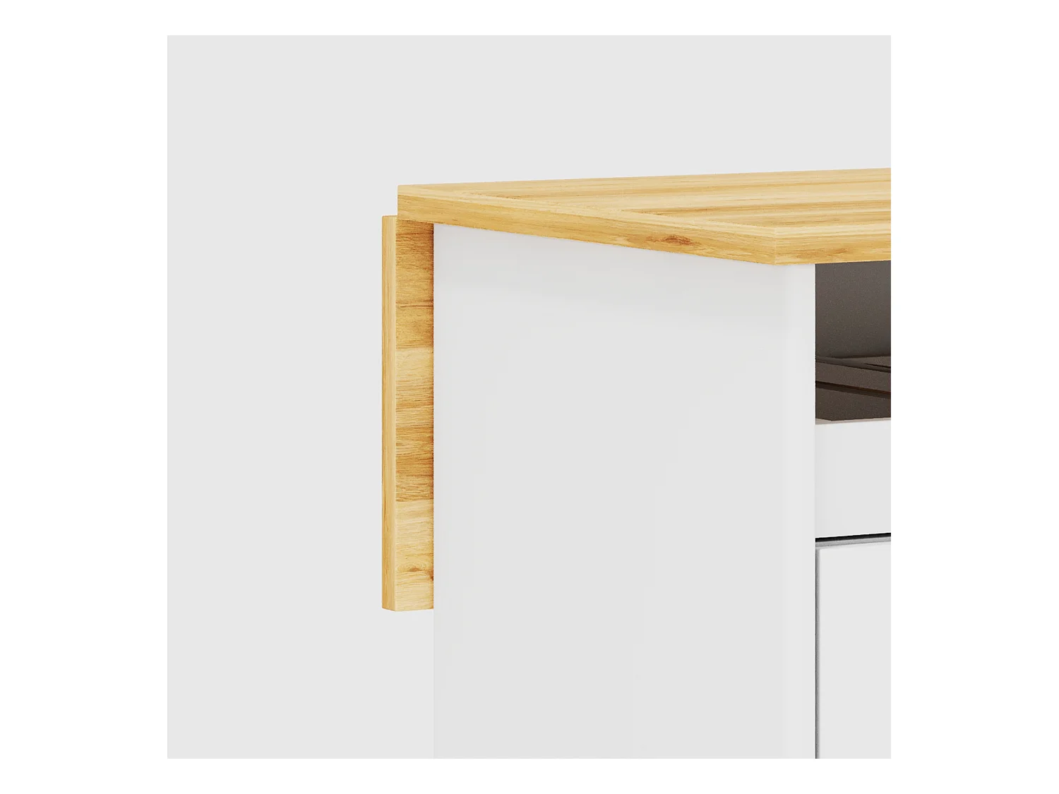 Ilot central de cuisine mobile - plateau extensible - 2 tiroirs et 2 portes coulissante - MDF - Blanc
