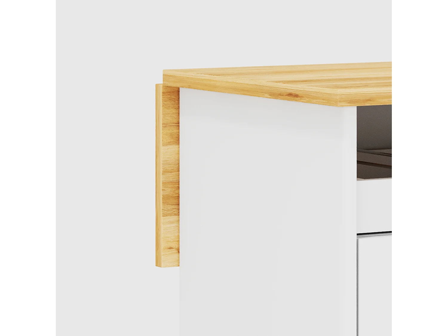 Isla de cocina móvil central - encimera extensible - 2 cajones y 2 puertas correderas - MDF - blanco