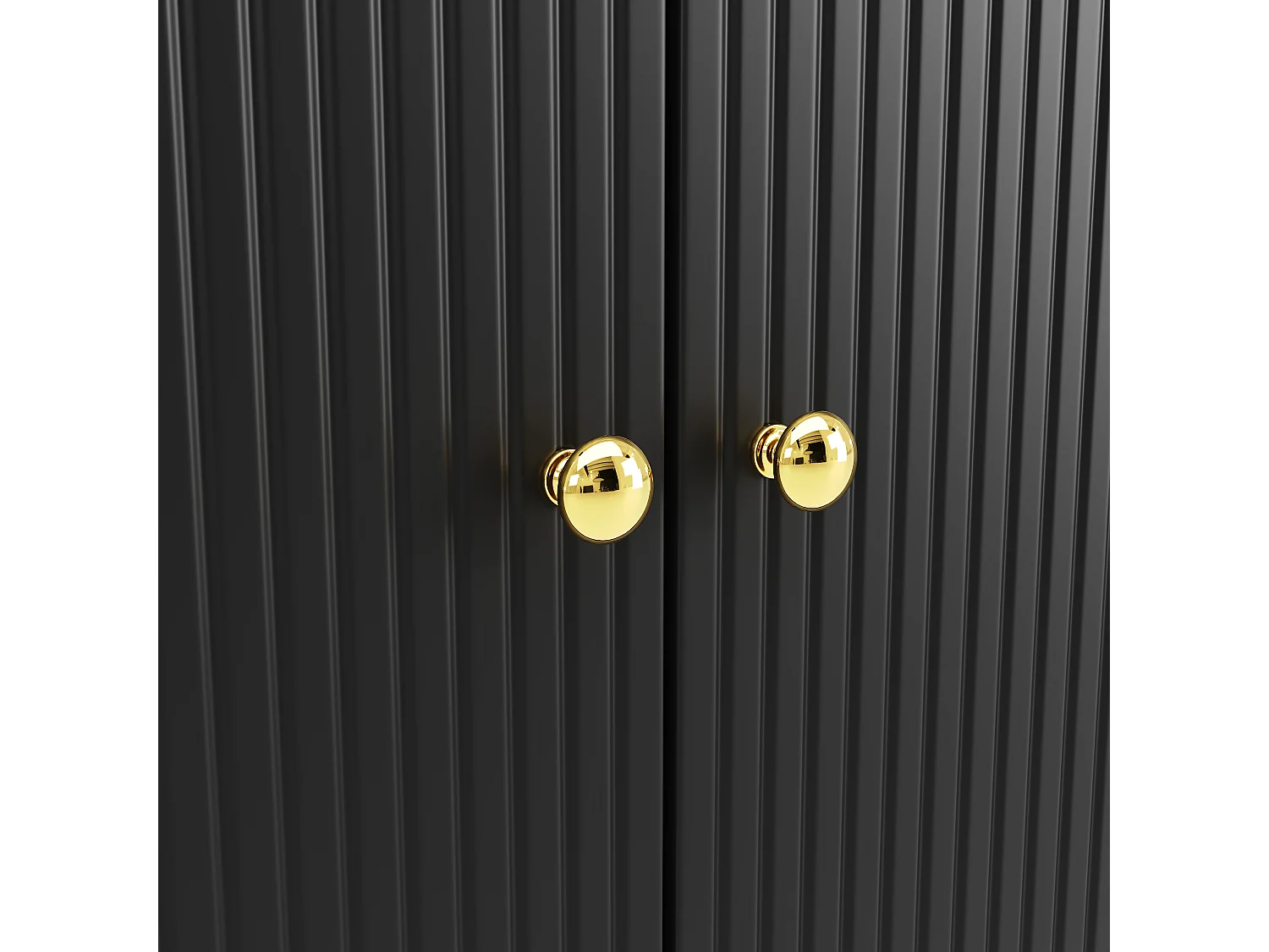 Ilot central de cuisine - Plateau extensible - 2 tiroirs et 3 portes - Avec des étagères ouvertes - MDF - Noir