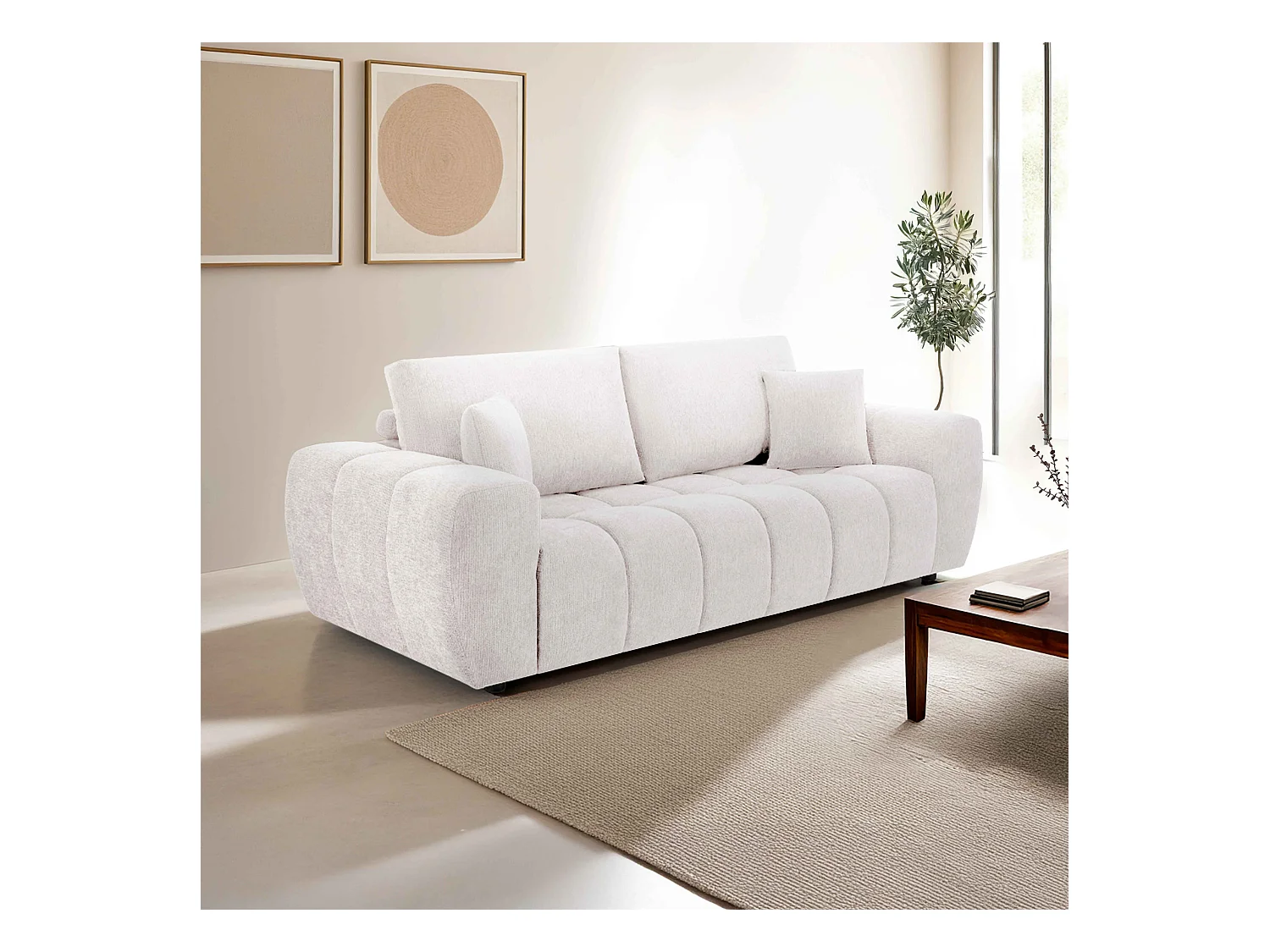 Canapé droit 3 places écru