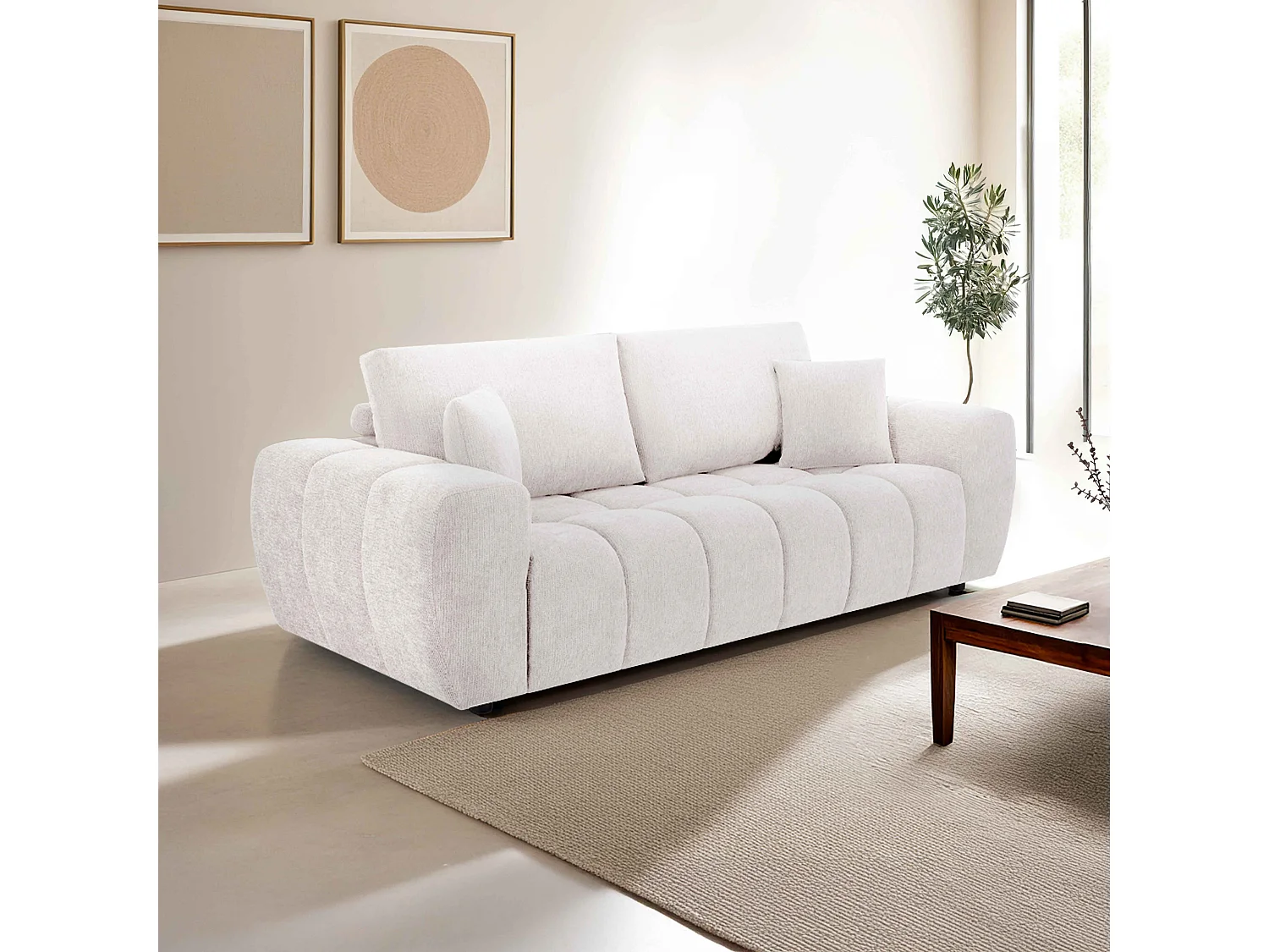 3-zits rechte ecru bank L 238 cm