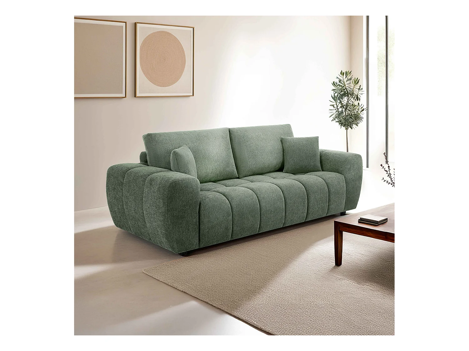 Canapé droit 3 places vert