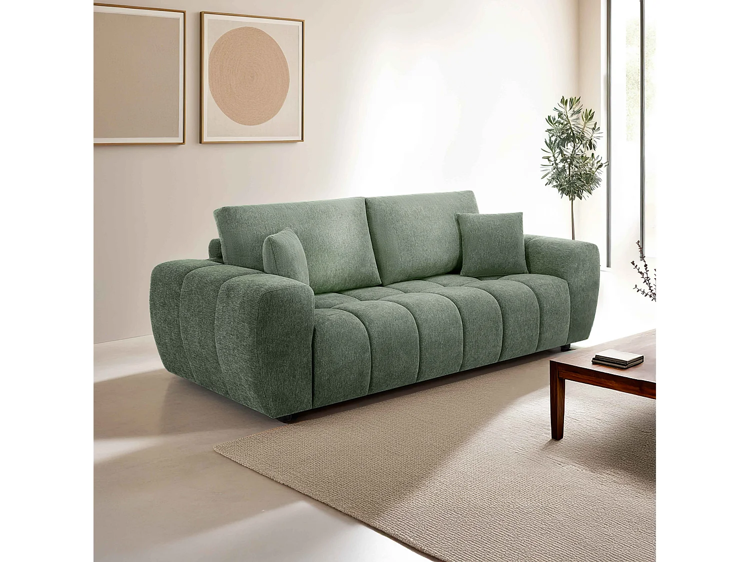 Canapé droit 3 places vert L 238 cm