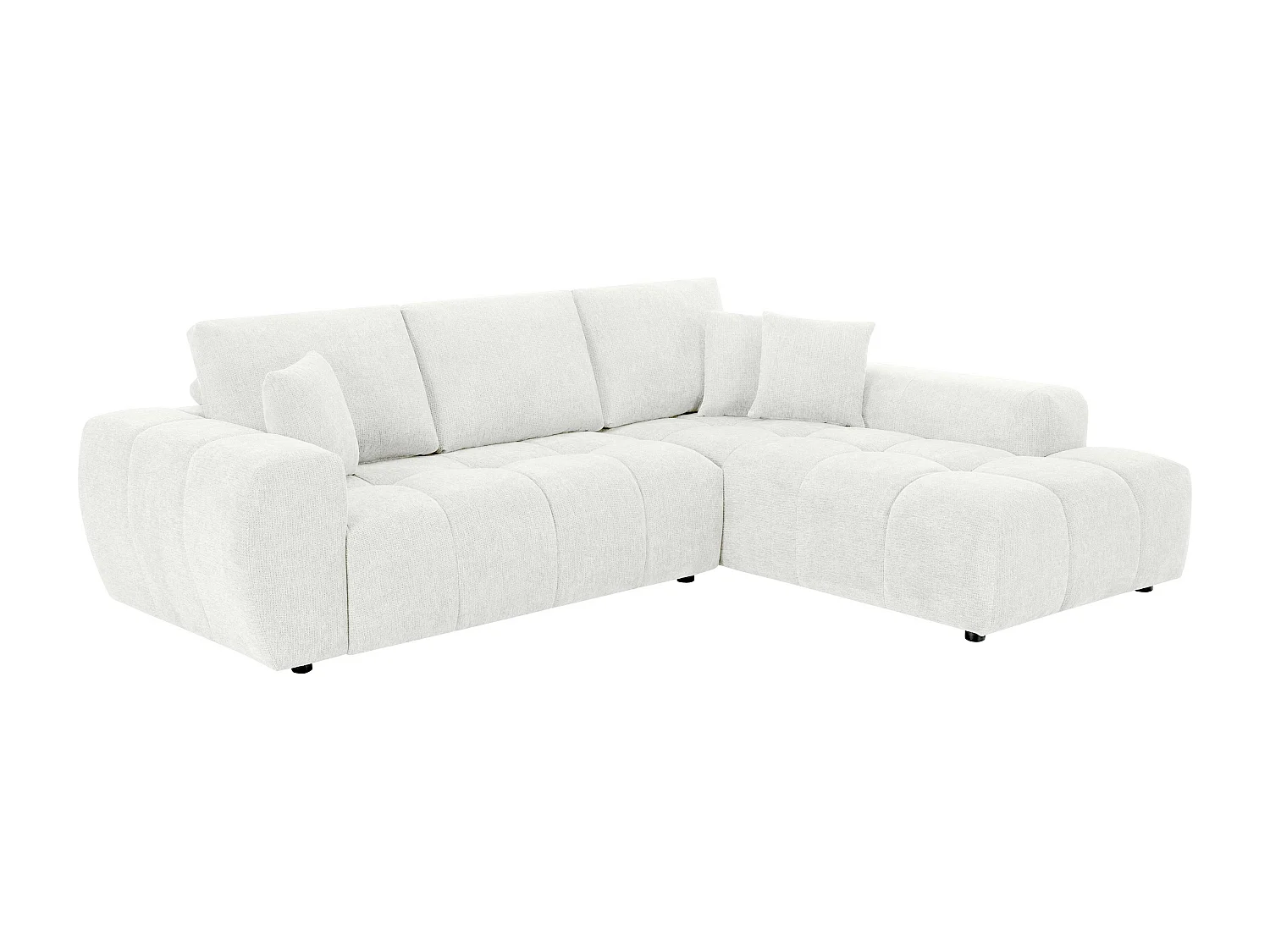 Canapé d'angle droit en tissu 3 places écru L 270 cm