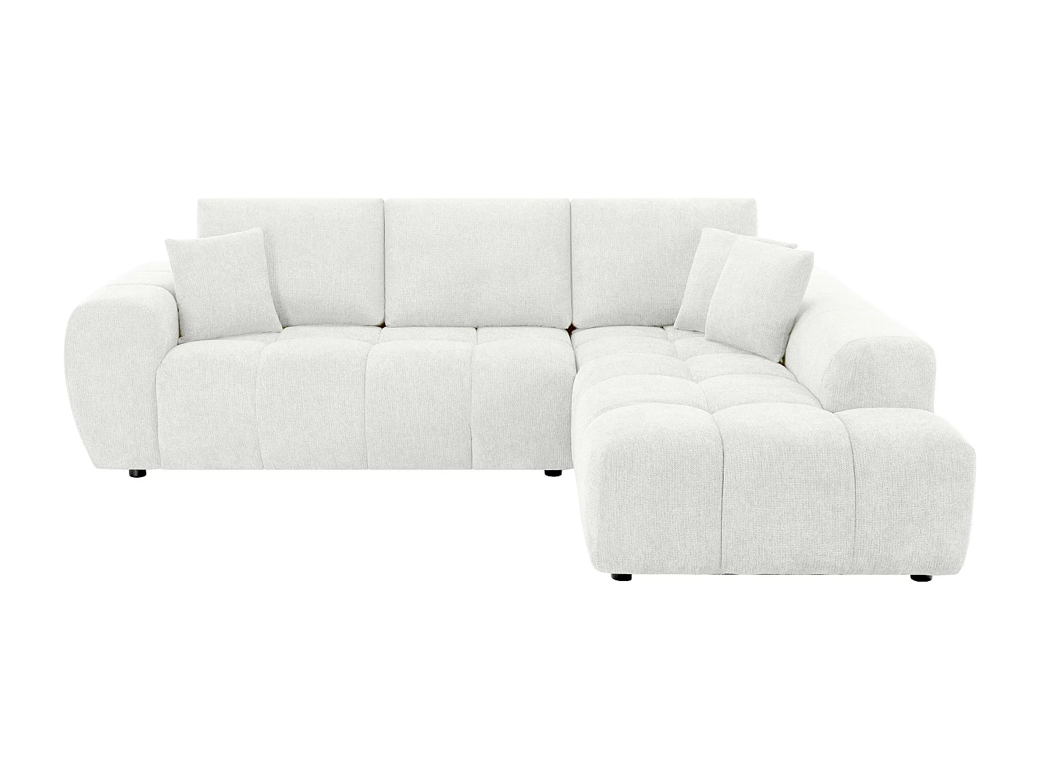 Canapé d'angle droit en tissu 3 places écru L 270 cm