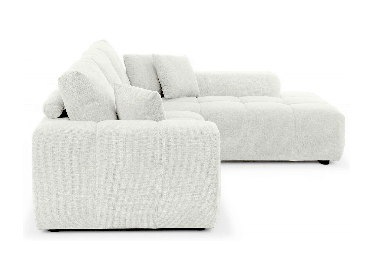 Canapé d'angle droit en tissu 3 places écru L 270 cm