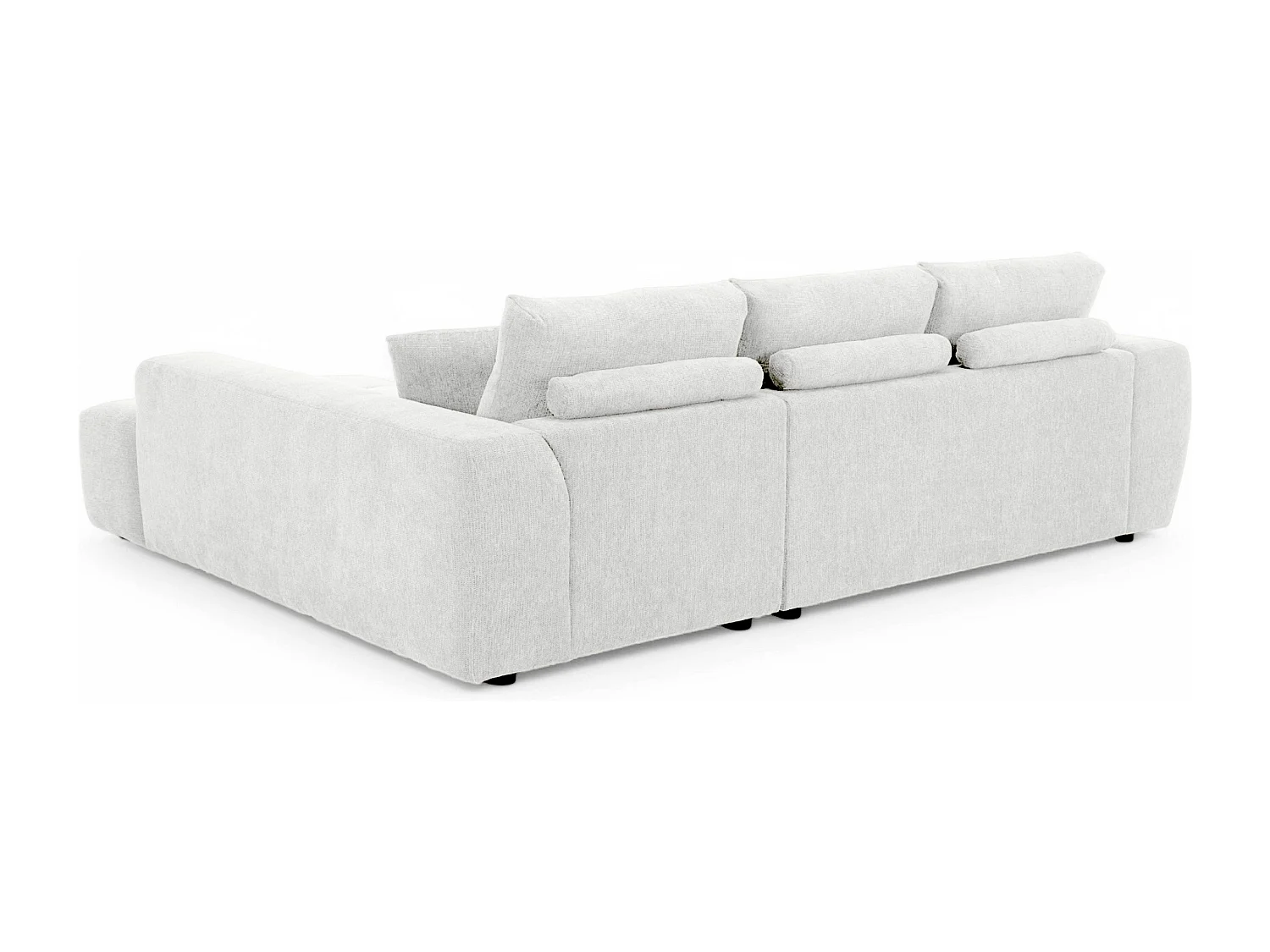 Canapé d'angle droit en tissu 3 places écru L 270 cm