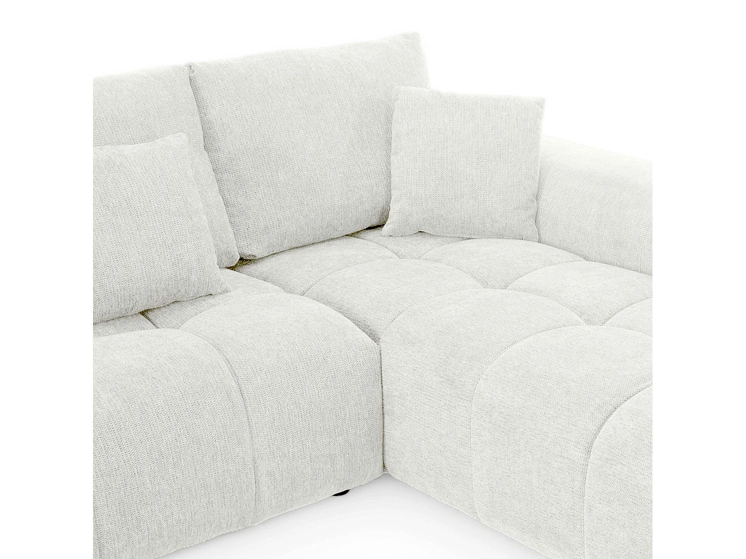 Canapé d'angle droit en tissu 3 places écru L 270 cm