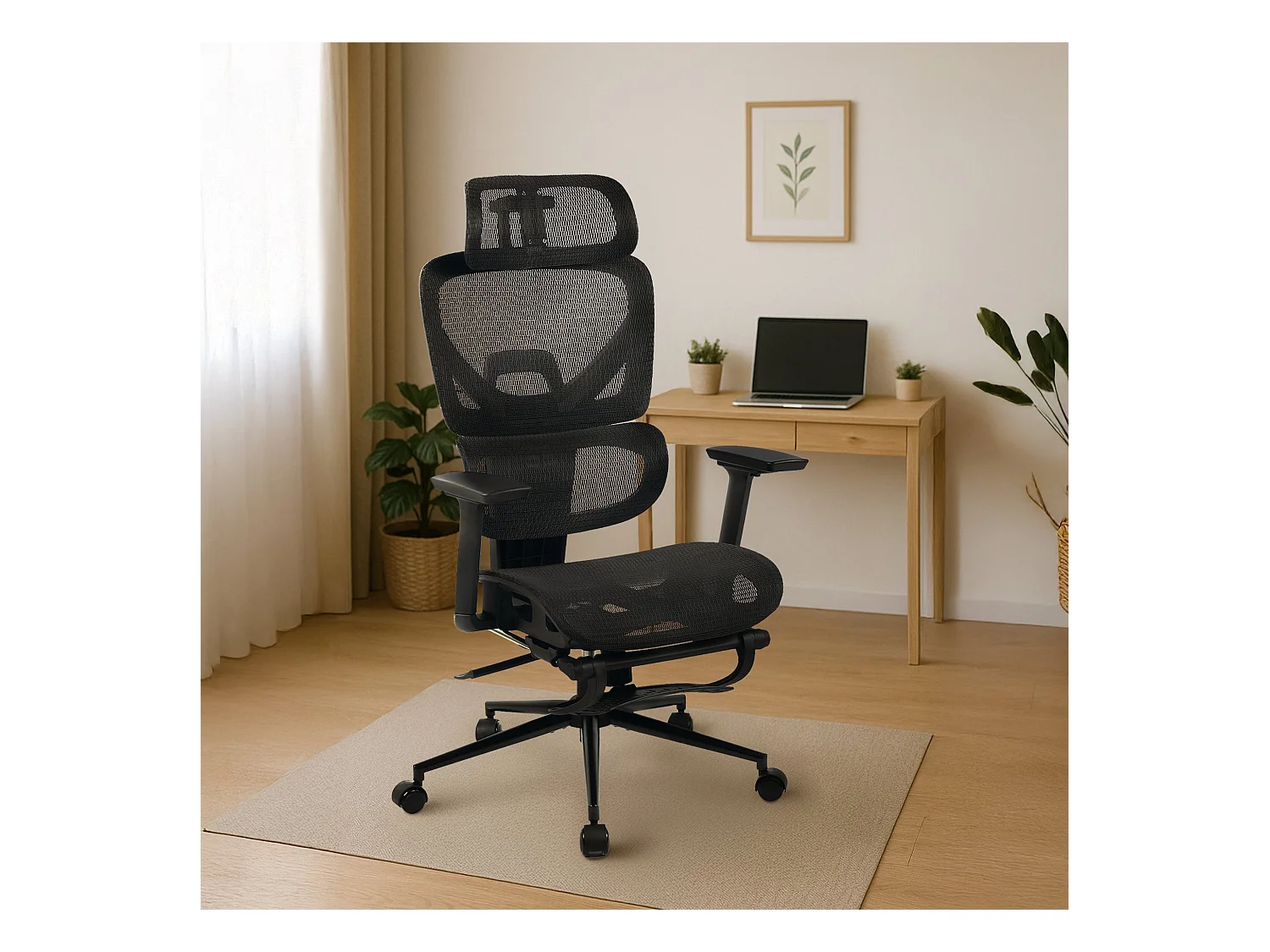 Chaise de bureau - Tissu - Noir - Beresford