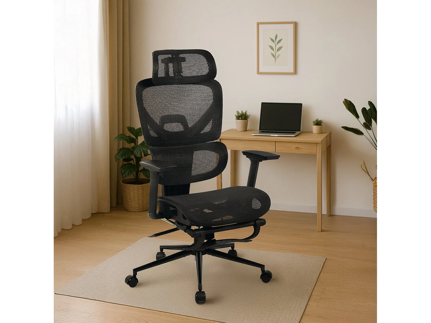 Chaise de bureau - Tissu - Noir - Beresford