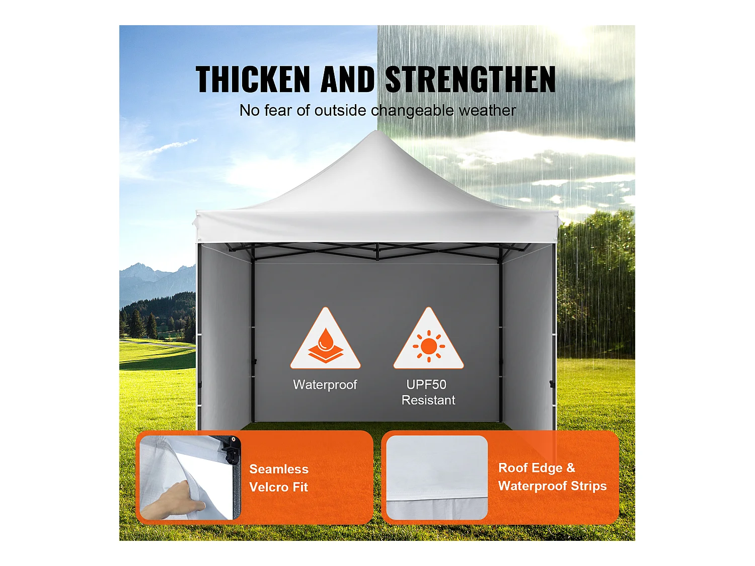 Tonnelle SucceBuy Auvent Pop-Up Blanc de 3 x 3 m avec Parois Latérales, Sac