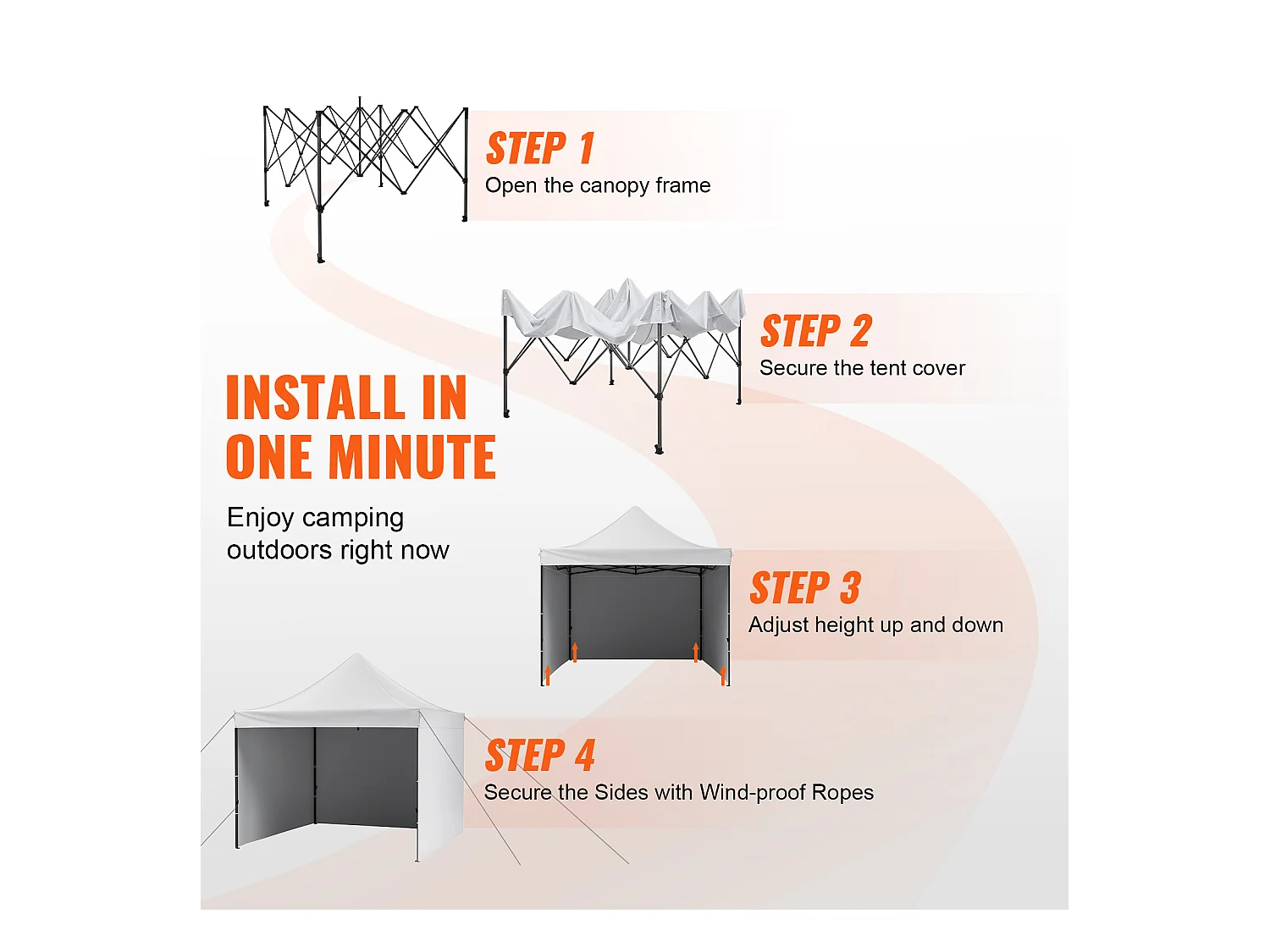 Tonnelle SucceBuy Auvent Pop-Up Blanc de 3 x 3 m avec Parois Latérales, Sac