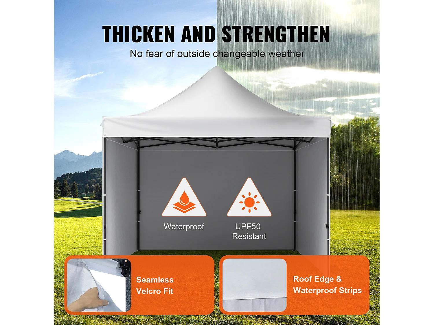 Witte Pop-Up Luifel SucceBuy 3 x 3M met Zijwanden, Tas