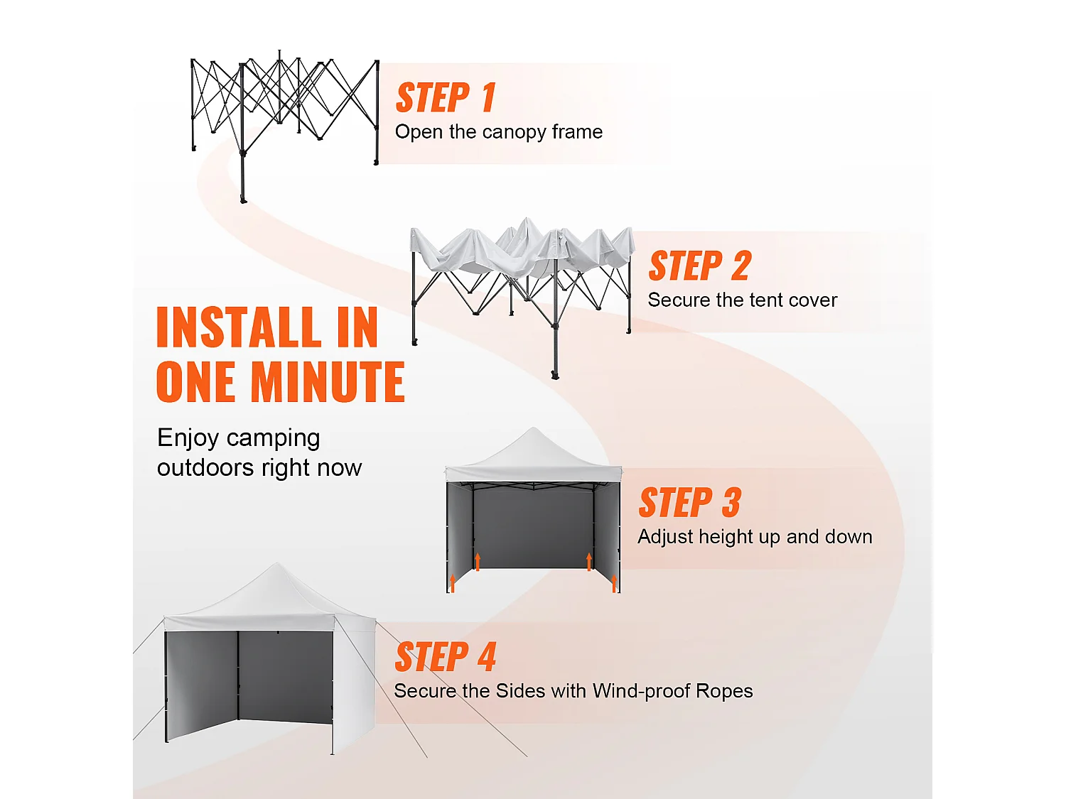 Witte Pop-Up Luifel SucceBuy 3 x 3M met Zijwanden, Tas