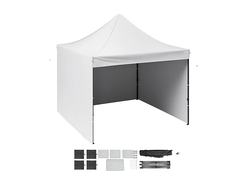 Witte Pop-Up Luifel SucceBuy 3 x 3M met Zijwanden, Tas