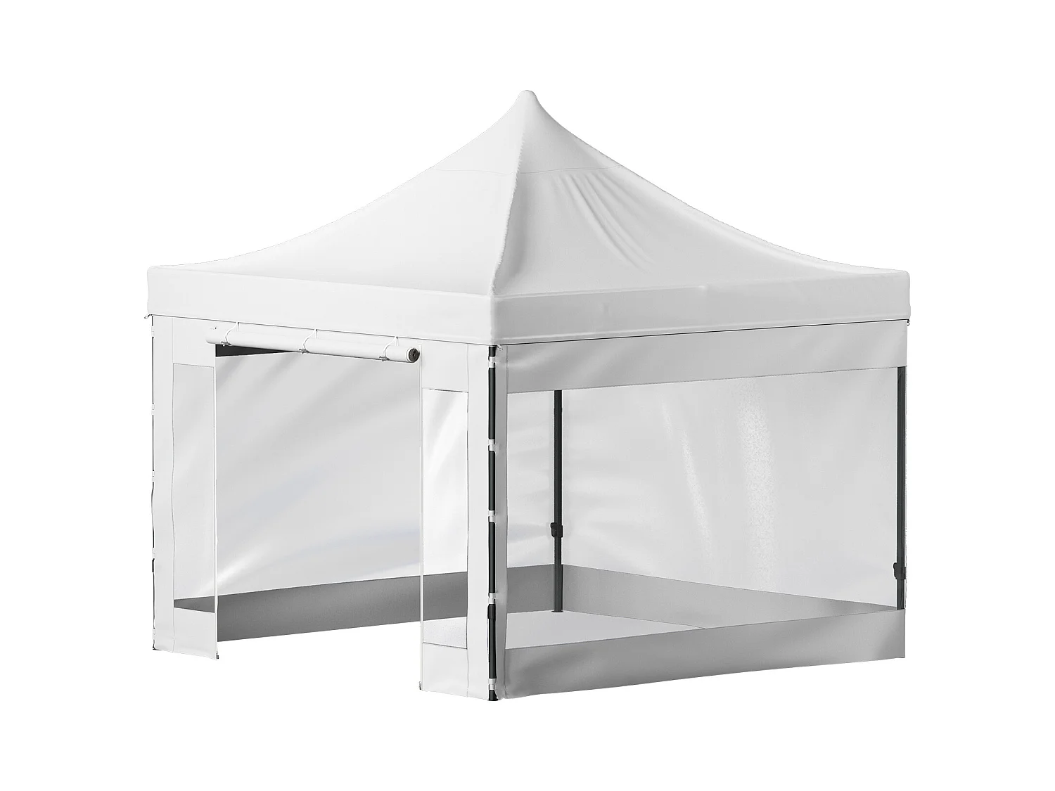 Tonnelle SucceBuy Tente à Baldaquin Escamotable Gazebo D'extérieur 10 x 10 Pi Parois Latérales Blanc