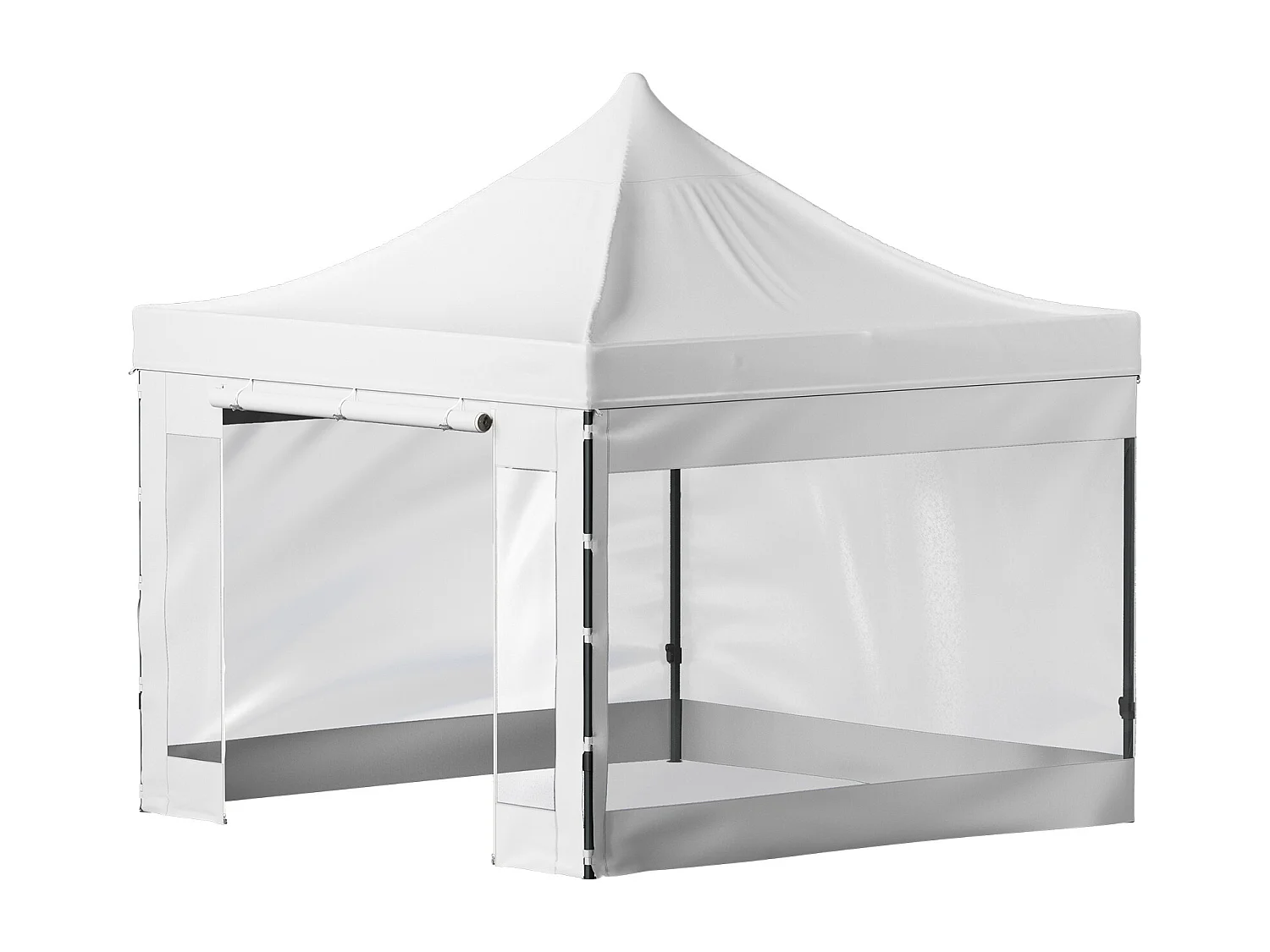 Tonnelle SucceBuy Tente à Baldaquin Escamotable Gazebo D'extérieur 10 x 10 Pi Parois Latérales Blanc