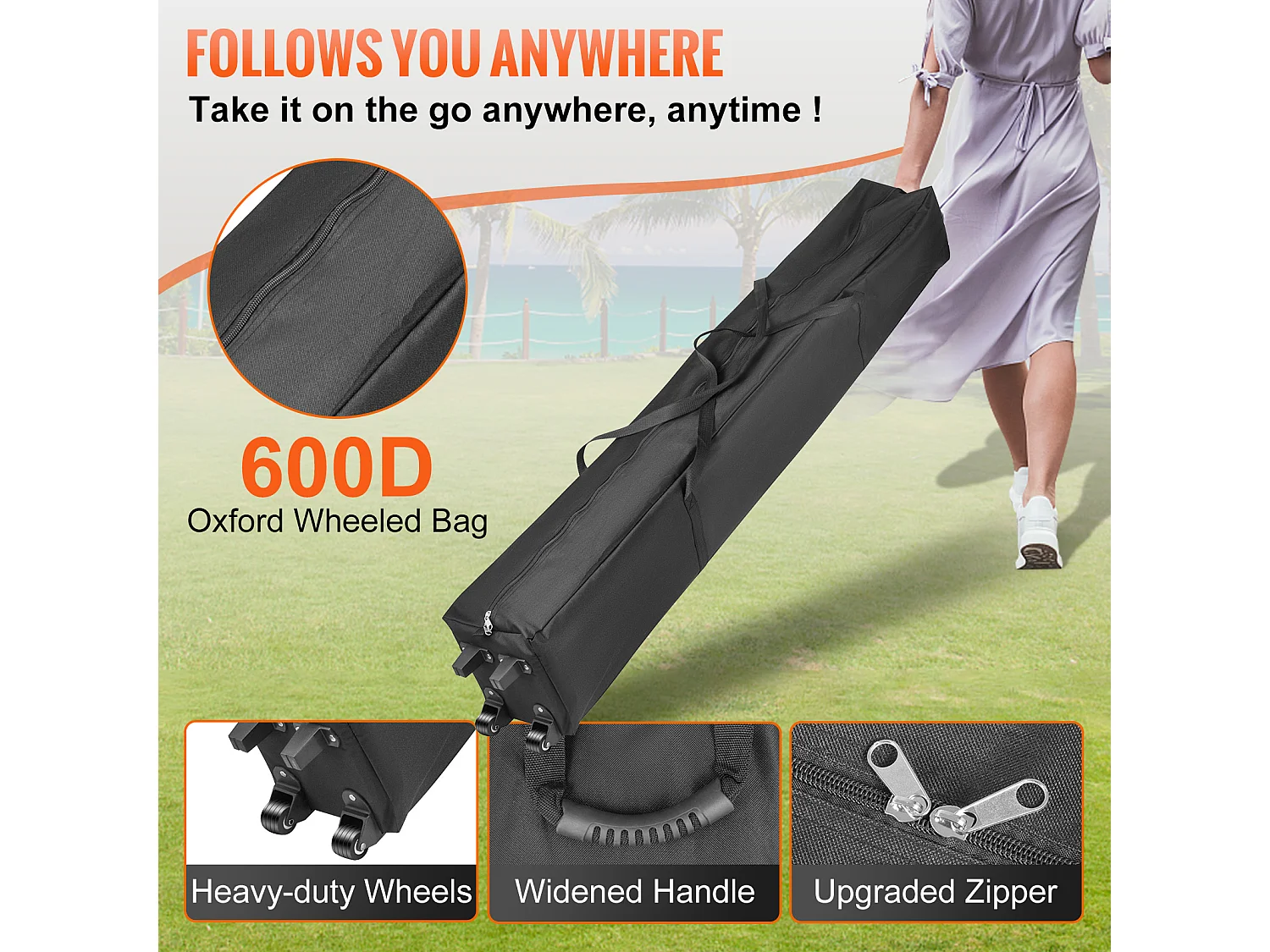 10x10 FT Pop-Up Luifeltent SucceBuy ,Buitengazebo met Zijwanden, Zwart