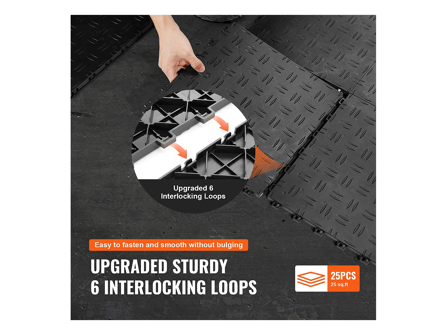 Dalles de Garage SucceBuy Lot de 25 Carreaux de Garage à Emboîter 30.48x30.48 CM Noir