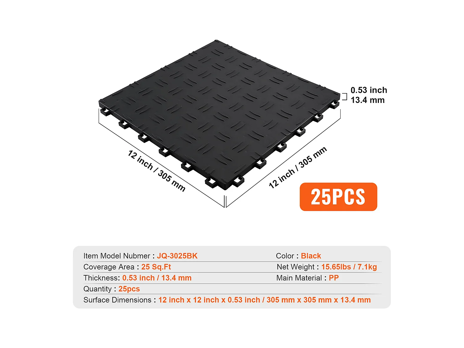 Garagenfliesen SucceBuy 25er-Pack 30,48 x 30,48 cm Schwarze Ineinander Greifende Garagenfliesen