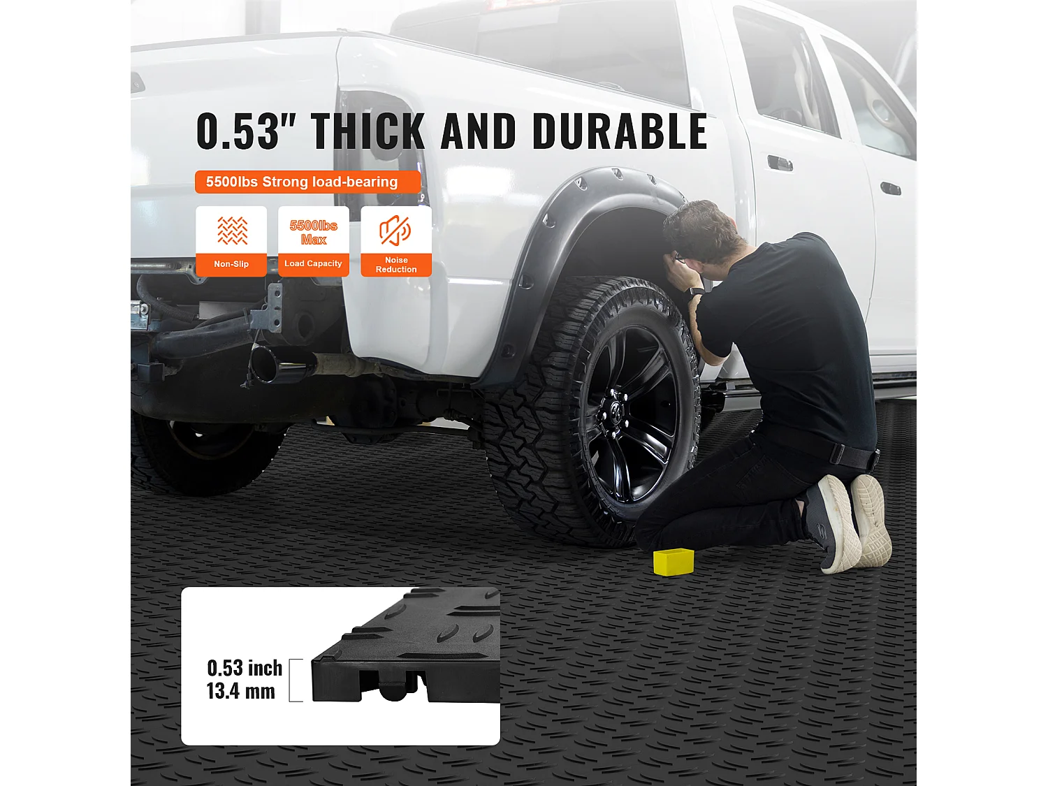 Dalles de Garage SucceBuy Lot de 25 Carreaux de Garage à Emboîter 30.48x30.48 CM Noir