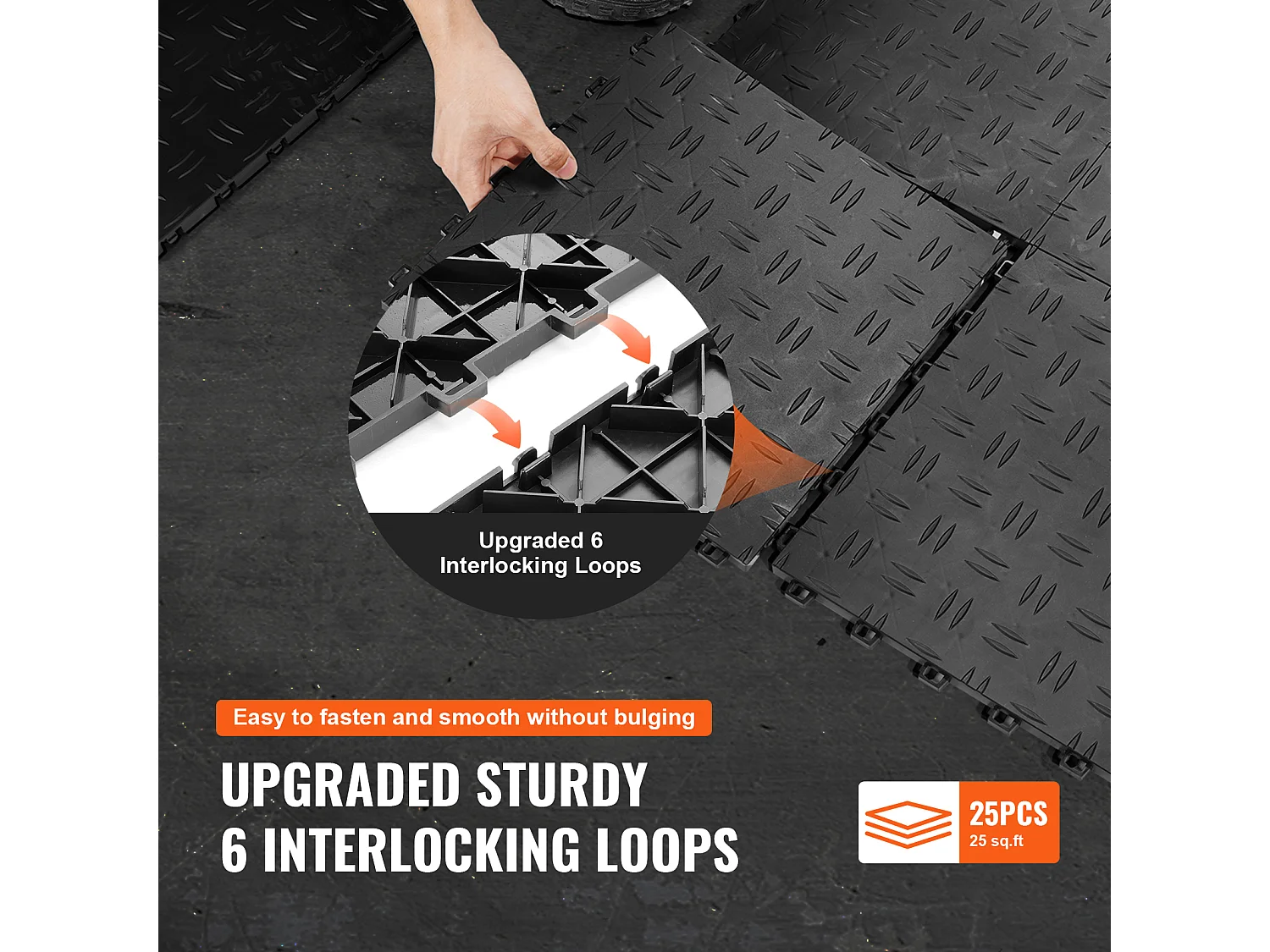 Dalles de Garage SucceBuy Lot de 25 Carreaux de Garage à Emboîter 30.48x30.48 CM Noir