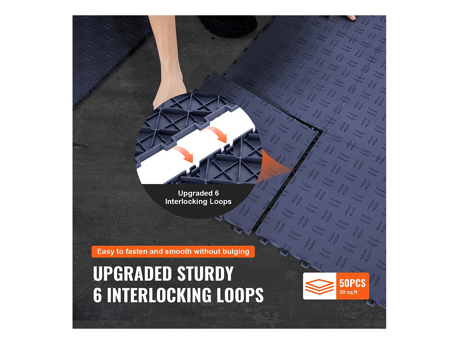 50 Pack 30,48 x 30,48 CM Czarne Płytki Garażowe SucceBuy do Układania w Stos