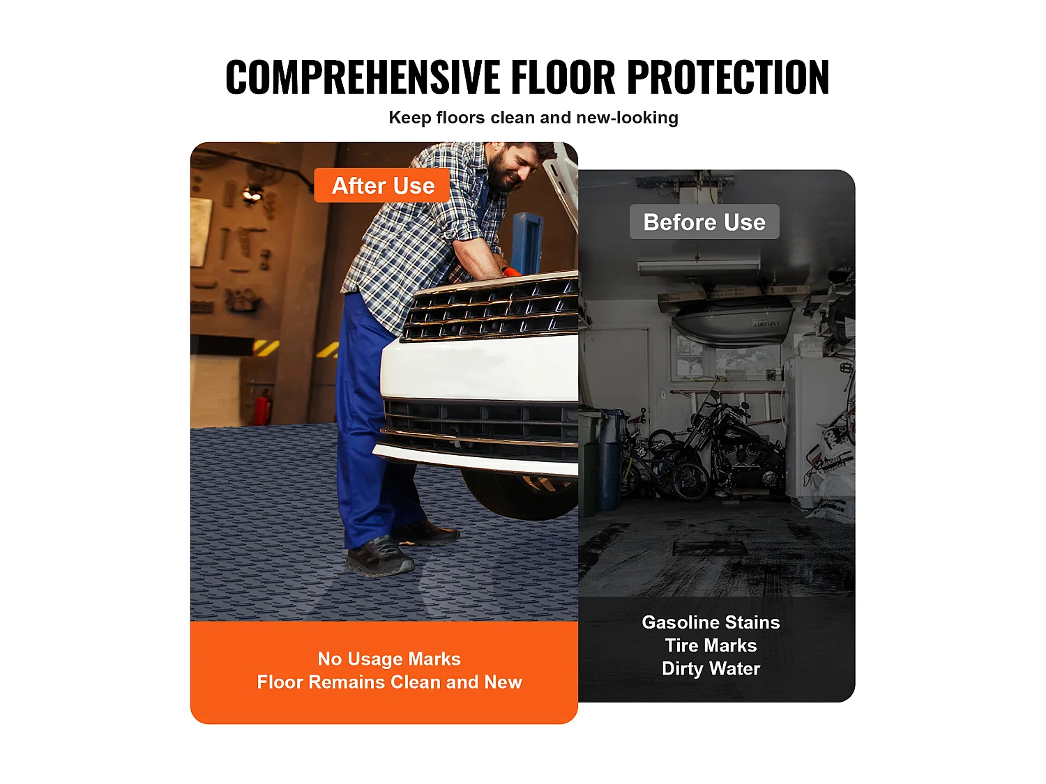 Lot de 50 Carreaux de Sol à Emboîter pour Garage SucceBuy 30.48 x 30.48 CM Noir