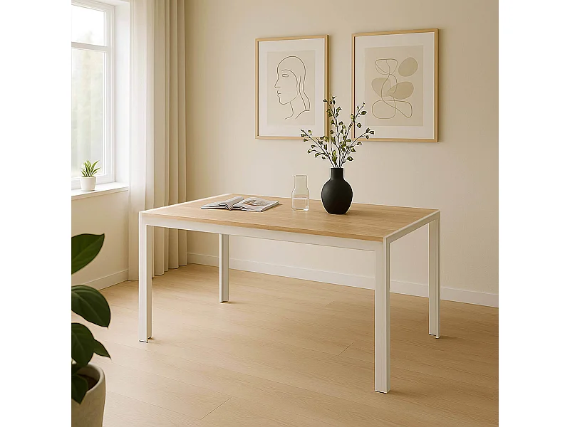 Rechthoekige eettafel in wit MDF