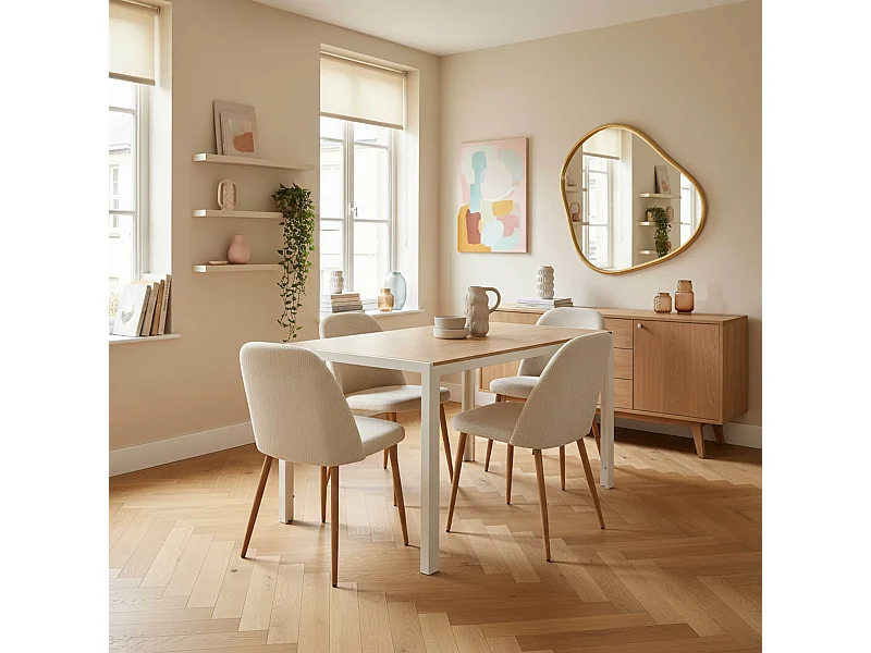 Rechthoekige eettafel in wit MDF