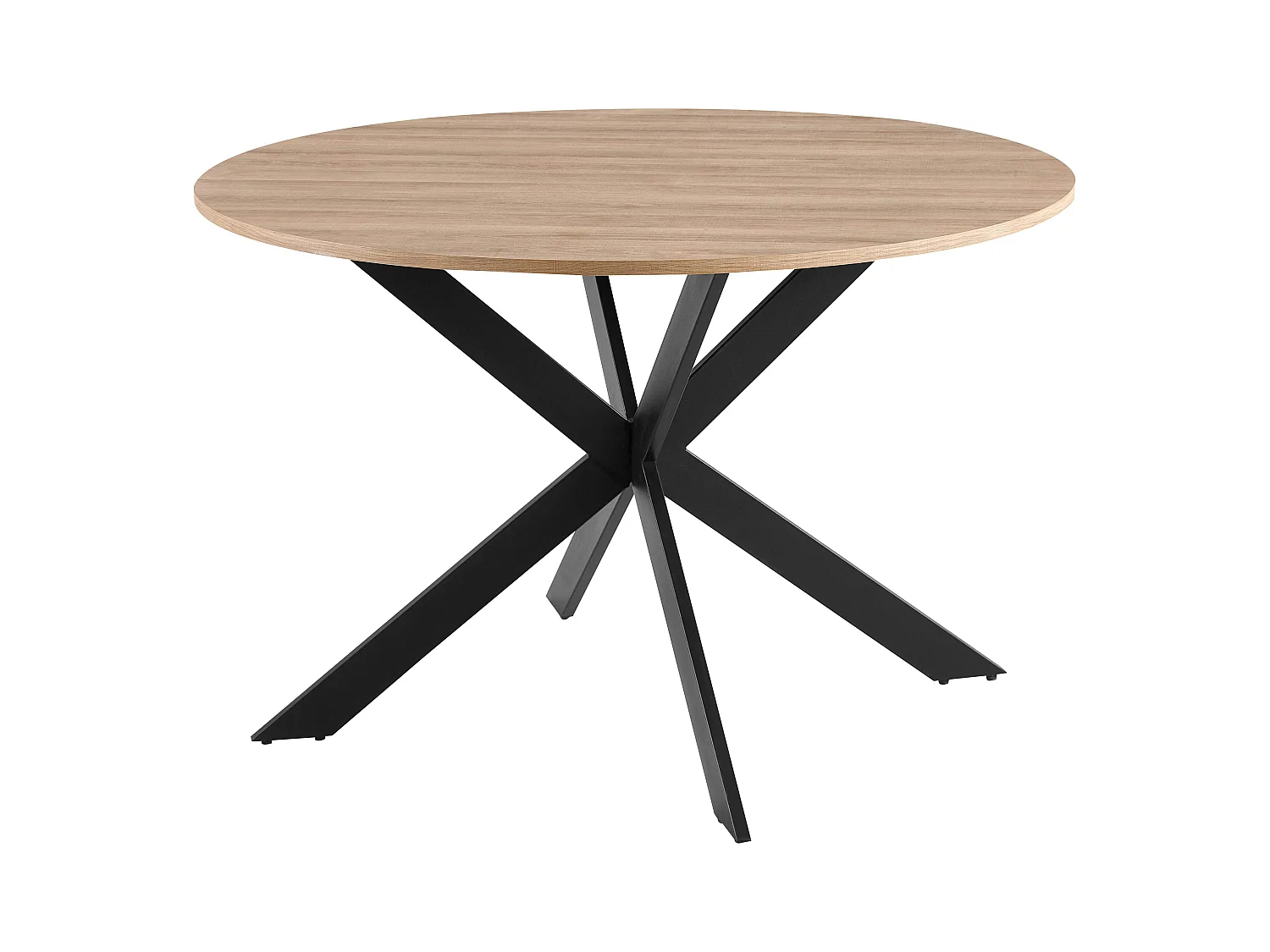 Table à manger ronde en MDF et aluminium noir et bois