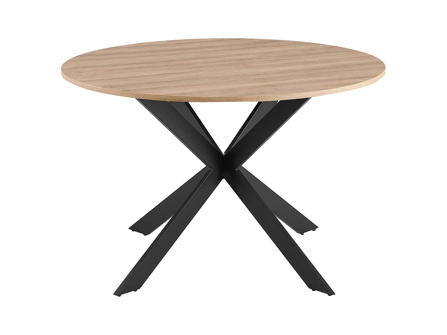 Table à manger ronde en MDF et aluminium noir et bois