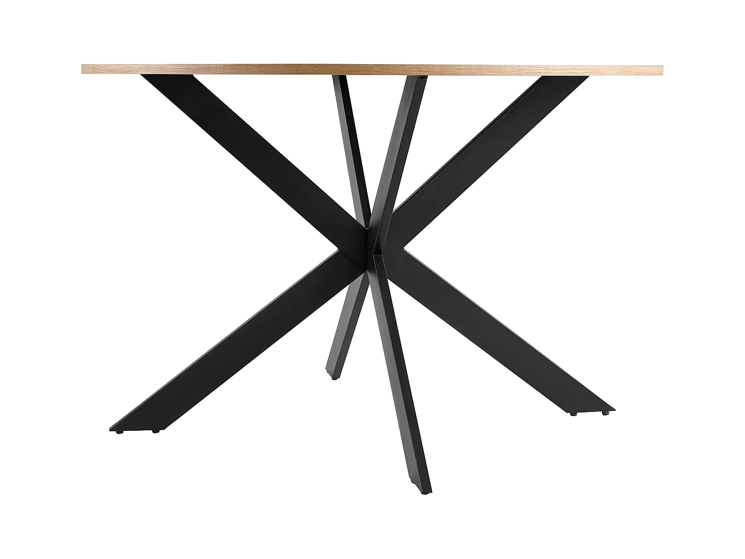 Table à manger ronde en MDF et aluminium noir et bois