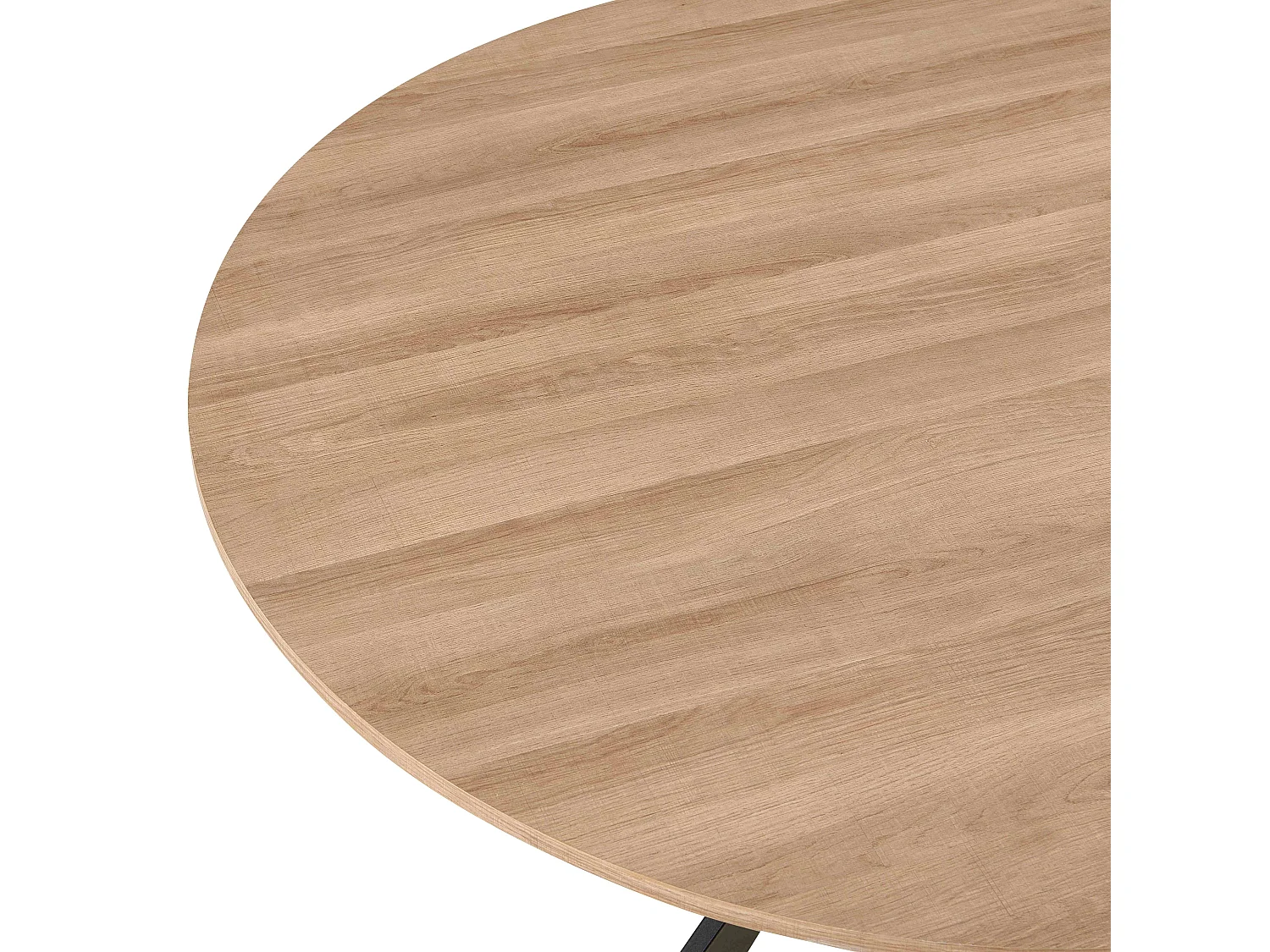 Table à manger ronde en MDF et aluminium noir et bois
