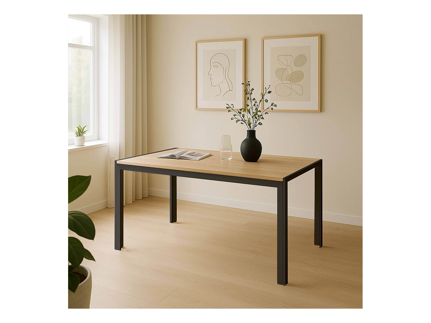 Table à manger rectangulaire en MDF noir