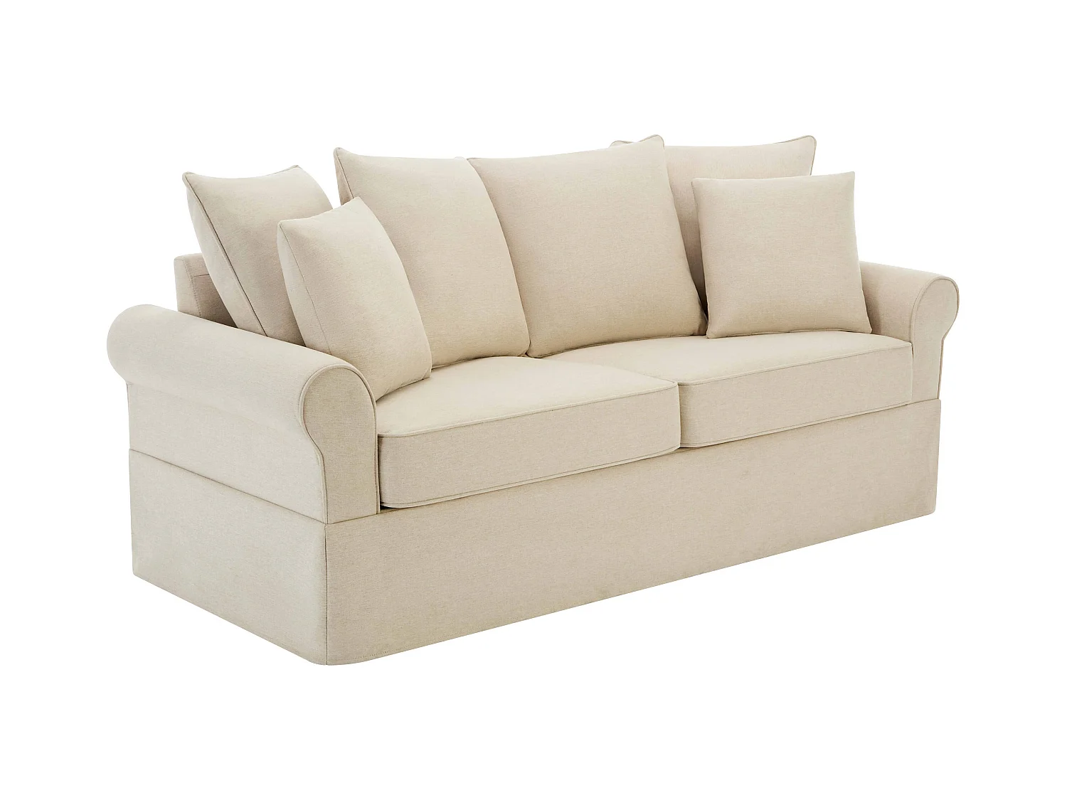 Canapé droit 3 places en polyester écru