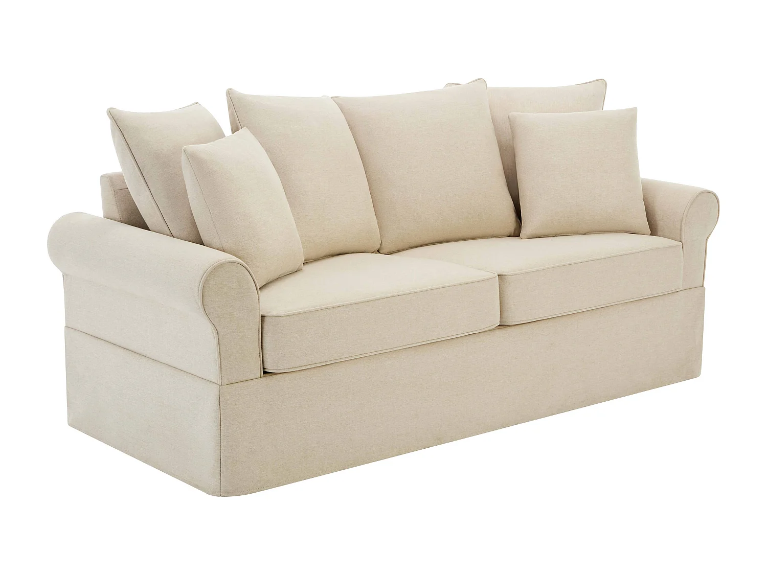 Canapé droit 3 places en polyester écru L 200 cm