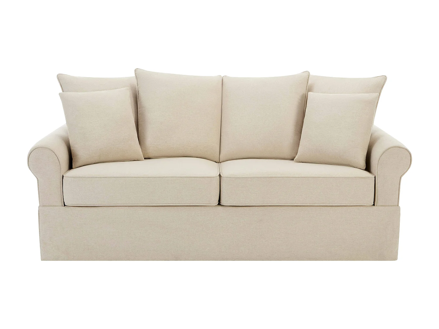 Canapé droit 3 places en polyester écru L 200 cm