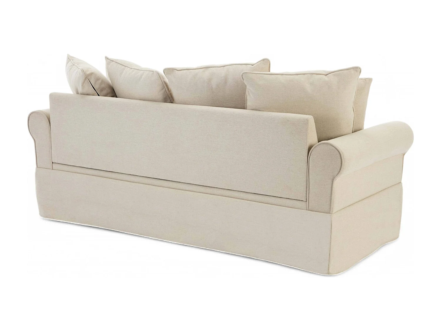 Canapé droit 3 places en polyester écru L 200 cm