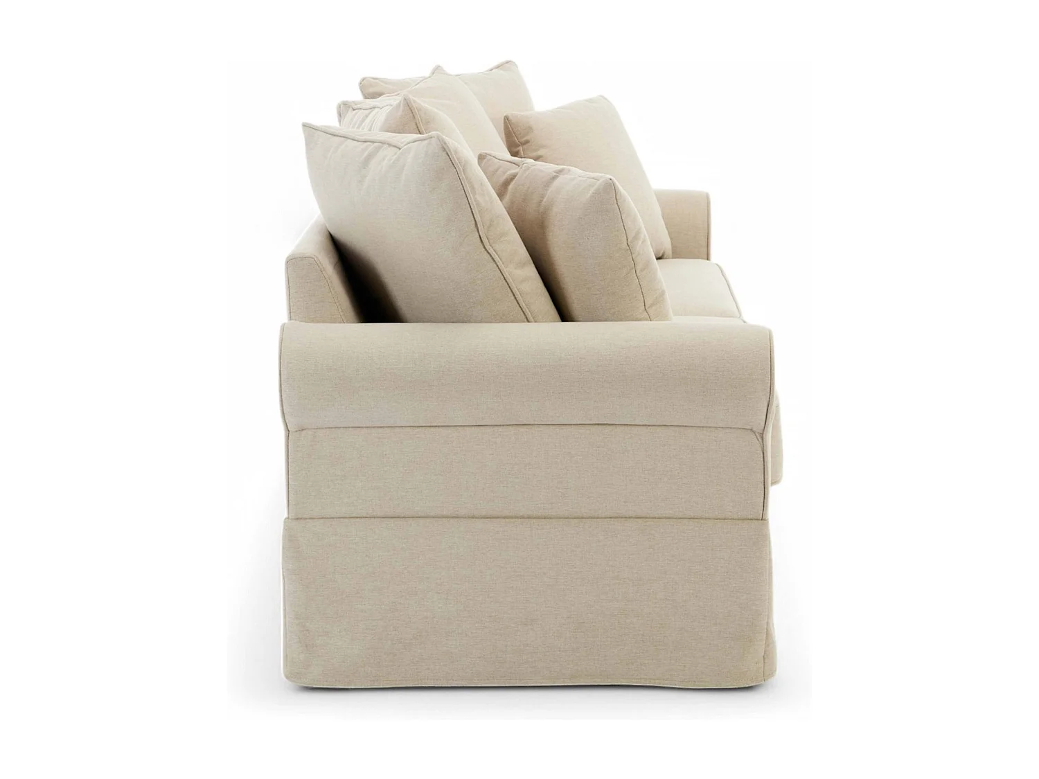 Canapé droit 3 places en polyester écru L 200 cm