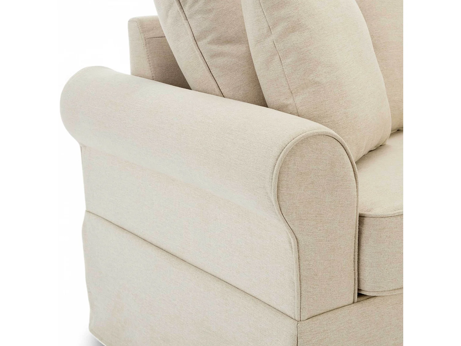 Canapé droit 3 places en polyester écru L 200 cm