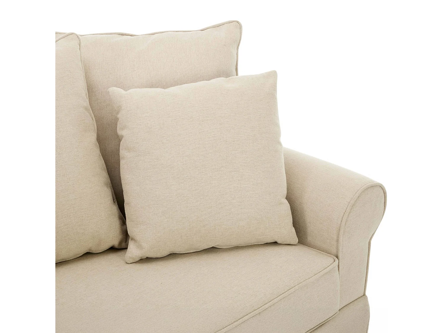 Canapé droit 3 places en polyester écru L 200 cm