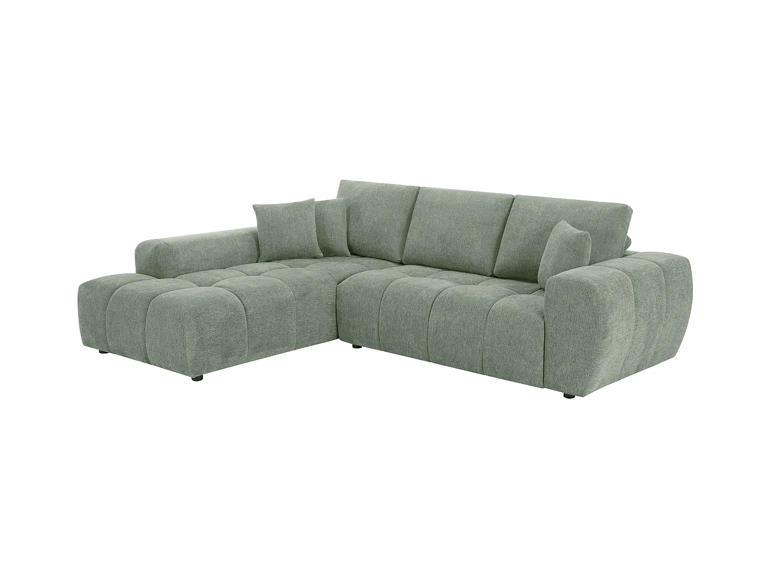 Canapé d'angle gauche en tissu 3 places vert