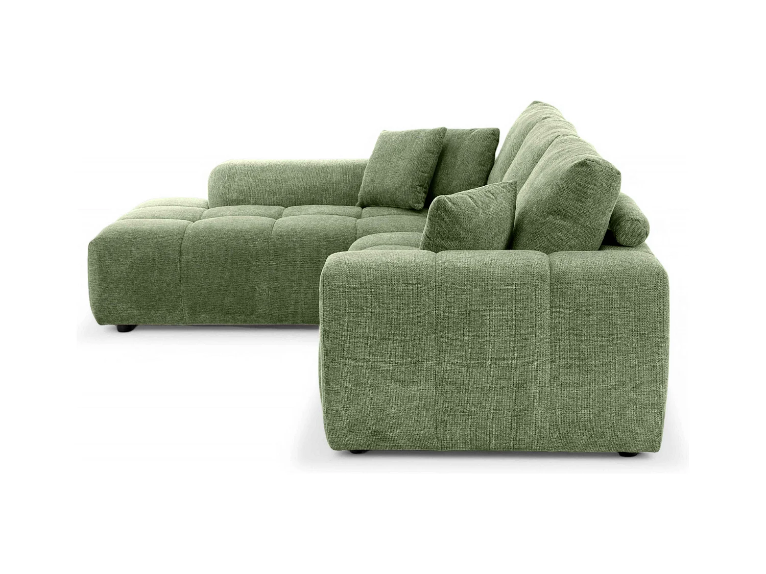 Canapé d'angle gauche en tissu 3 places vert