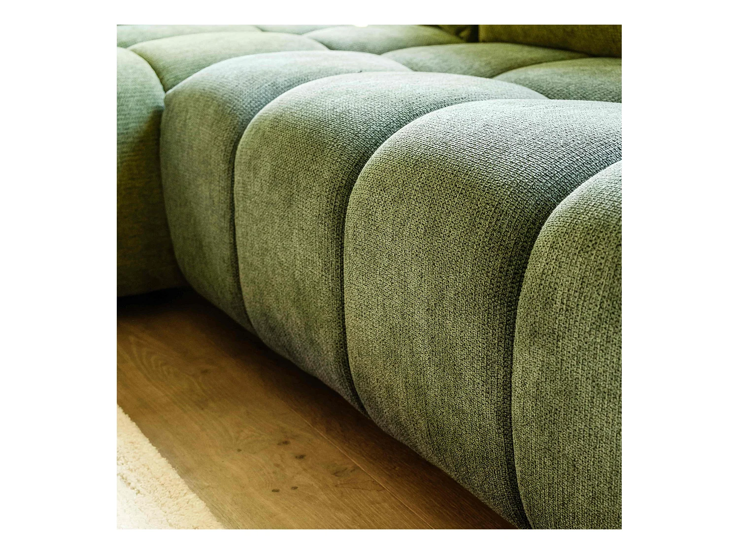 Canapé d'angle gauche en tissu 3 places vert